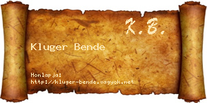 Kluger Bende névjegykártya